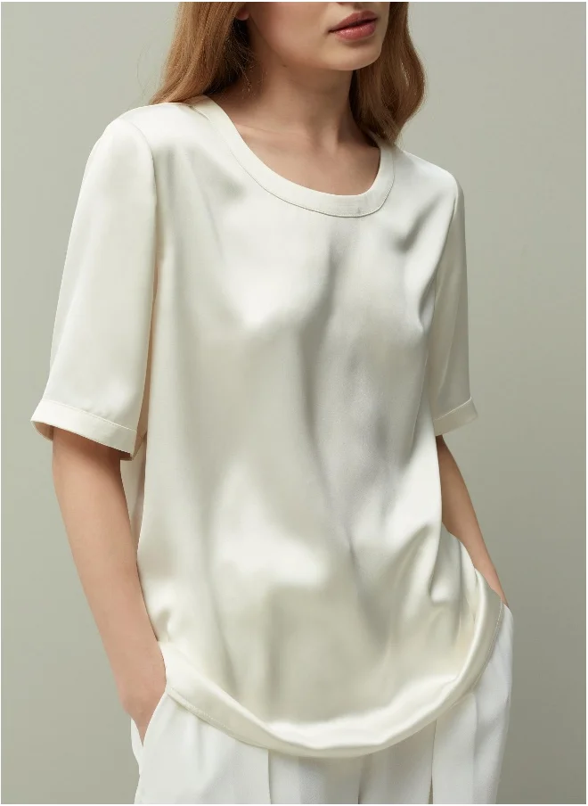 او في اس PIOMBO satin blouse with round neck