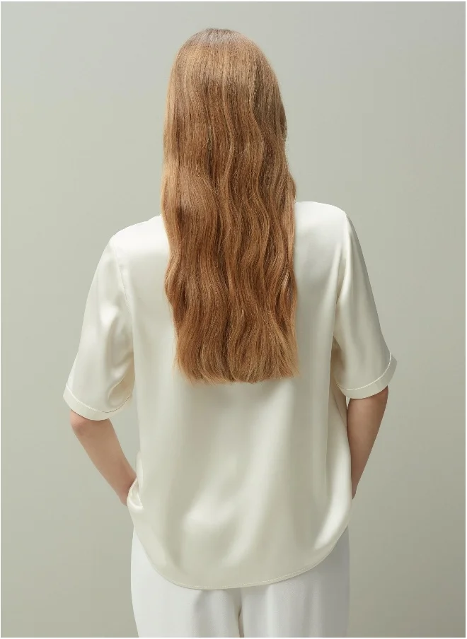او في اس PIOMBO satin blouse with round neck