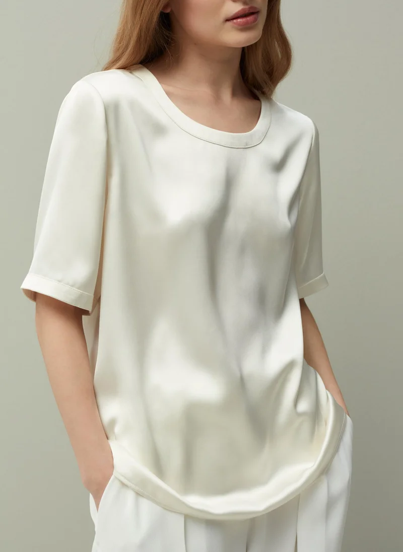 Ovs PIOMBO satin blouse with round neck