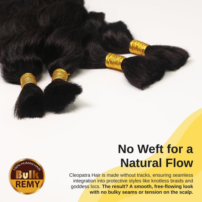 CLEOPATRA Human Braiding Hair for Boho Braids â€“ Loose Deep Wave Boho Hair, No Weft, Natural Wave, Micro Braiding Hair, 100% Virgin Remy, 18 Inch 100g (1B Natural Black) - Image 5