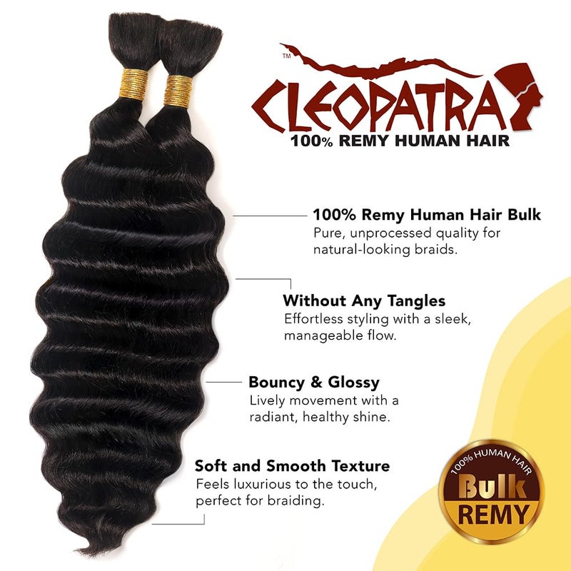 CLEOPATRA Human Braiding Hair for Boho Braids â€“ Loose Deep Wave Boho Hair, No Weft, Natural Wave, Micro Braiding Hair, 100% Virgin Remy, 18 Inch 100g (1B Natural Black) - Image 2
