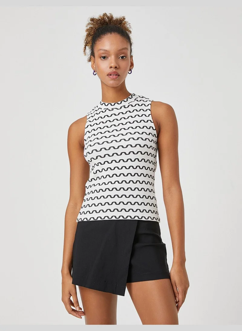 كوتون Sleeveless Ribbed High Neck Tanktop