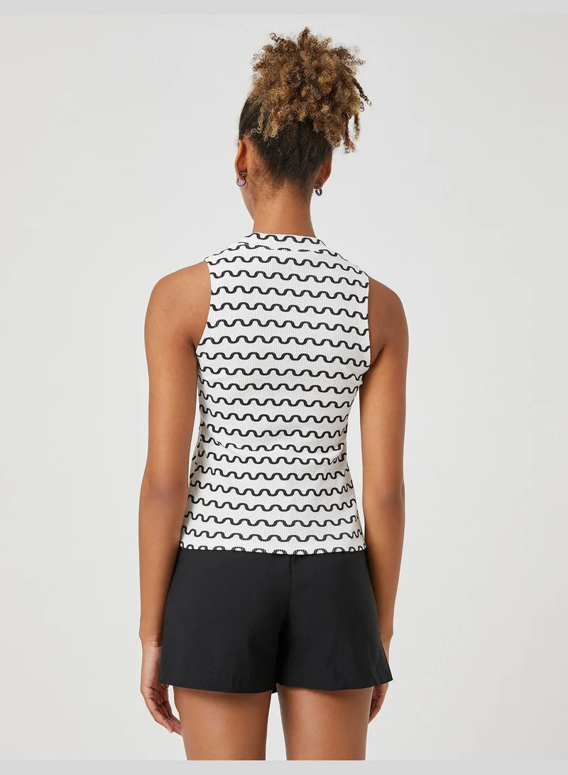 كوتون Sleeveless Ribbed High Neck Tanktop