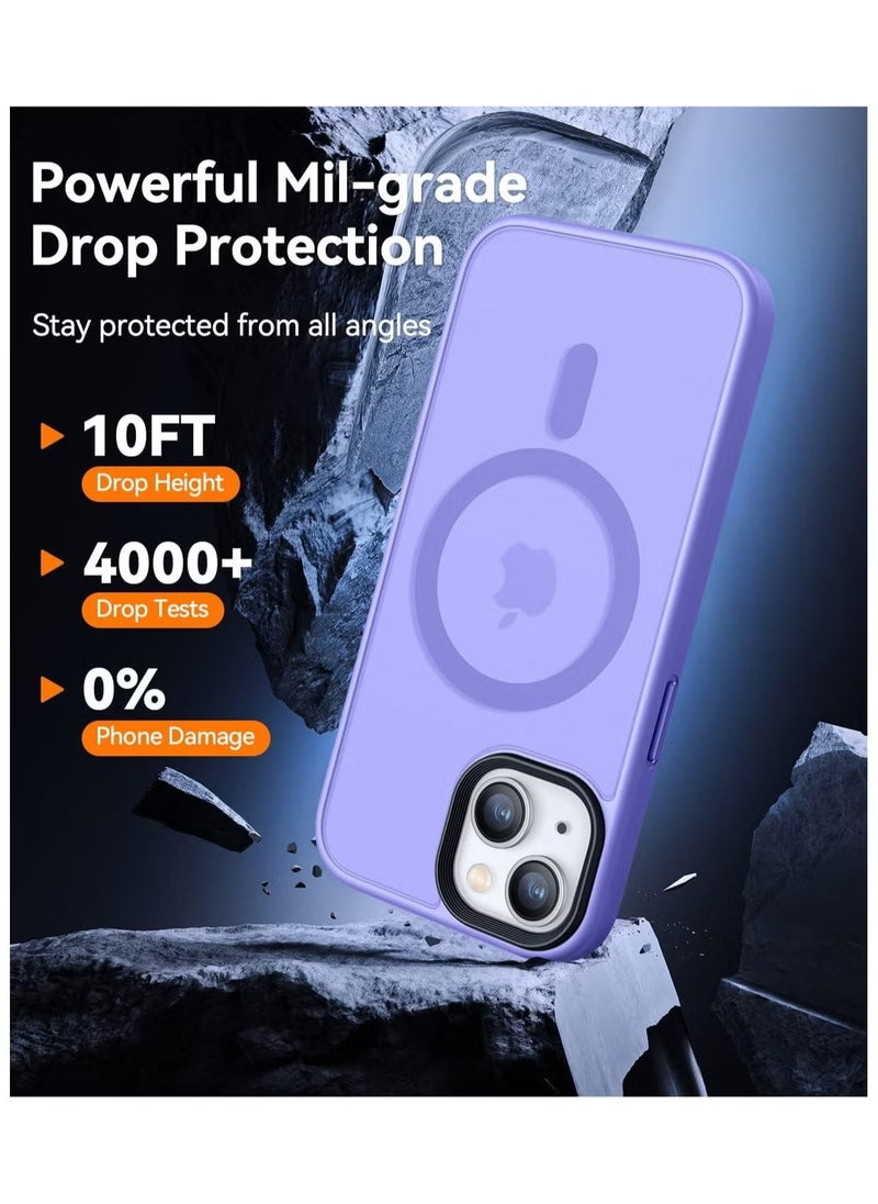 Generic - Magnetic Case For iPhone 13/14 Case Compatible with MagSafe Military Grade Protection Shockproof Translucent Matte Case Anti Scratch Shockproof Phone Case (Light Purple) - Image 1