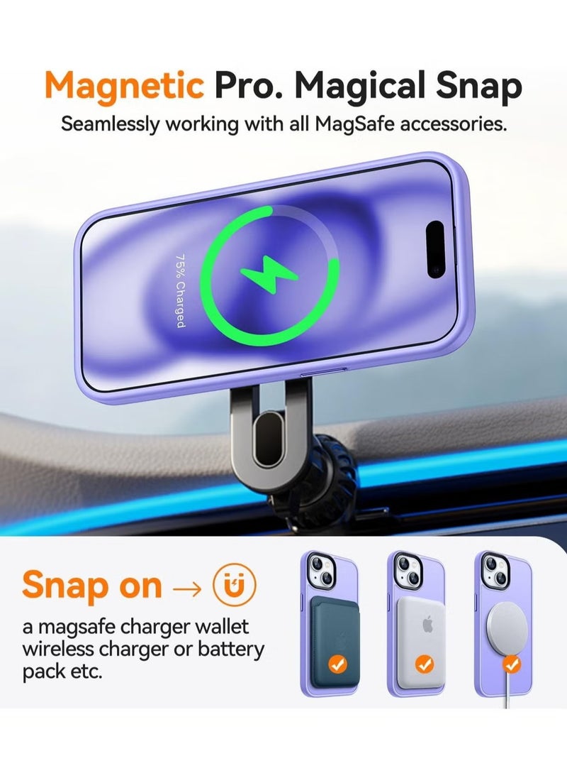 Generic - Magnetic Case For iPhone 13/14 Case Compatible with MagSafe Military Grade Protection Shockproof Translucent Matte Case Anti Scratch Shockproof Phone Case (Light Purple) - Image 1