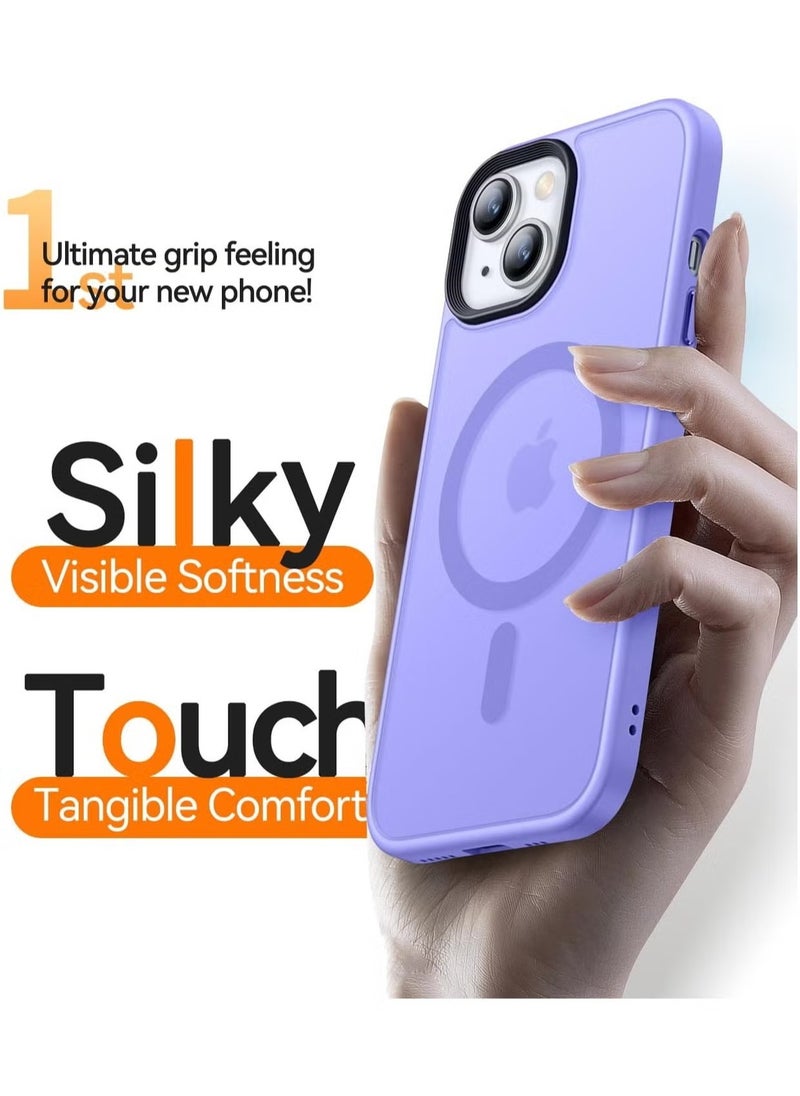 Generic - Magnetic Case For iPhone 13/14 Case Compatible with MagSafe Military Grade Protection Shockproof Translucent Matte Case Anti Scratch Shockproof Phone Case (Light Purple) - Image 1