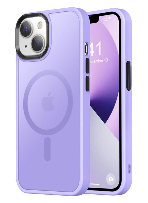 Magnetic Case For iPhone 13/14 Case Compatible with MagSafe Military Grade Protection Shockproof Translucent Matte Case Anti Scratch Shockproof Phone Case (Light Purple)