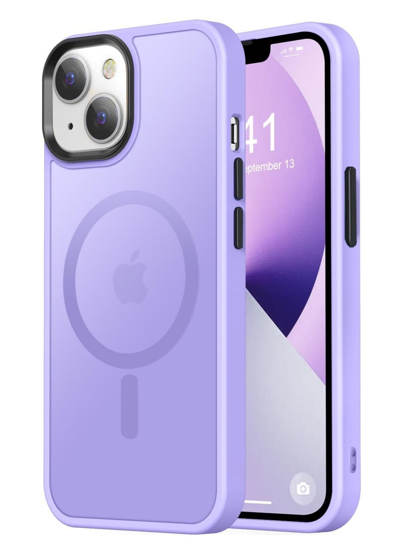 Generic - Magnetic Case For iPhone 13/14 Case Compatible with MagSafe Military Grade Protection Shockproof Translucent Matte Case Anti Scratch Shockproof Phone Case (Light Purple) - Image 1