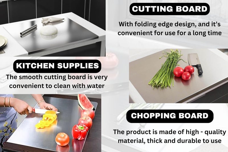 Halsey Stainless Steel Chopping Board/Steel Counter Top Board for Kitchen with Included Rolling Pin (Counter TOP XLarge) - Image 3