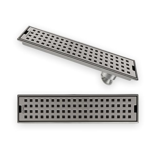 EVANEX EVANEX Bathroom Drain Drainer | 24x4 Inch 304 Grade Stainless Steel Shower Drain Channel | Drain Strainer for Bathroom with Cockroach Trap (Silver Square, 18 x 4 Inch) - Image 2