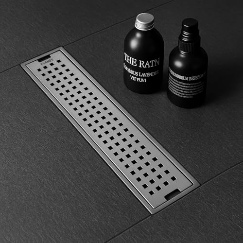 EVANEX EVANEX Bathroom Drain Drainer | 24x4 Inch 304 Grade Stainless Steel Shower Drain Channel | Drain Strainer for Bathroom with Cockroach Trap (Silver Square, 18 x 4 Inch) - Image 1