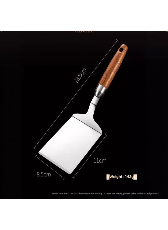 Stainless Steel Pizza Shovel Pancake Fruit Tool Cooking Steak Teppanyaki Flat Shovel Fried Egg Flapjack Shovel Pizza Shovel-Color:Frying Spatula With Solid Wood Handle - Image 4