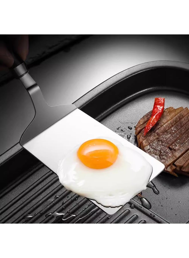 Stainless Steel Pizza Shovel Pancake Fruit Tool Cooking Steak Teppanyaki Flat Shovel Fried Egg Flapjack Shovel Pizza Shovel-Color:Frying Spatula With Solid Wood Handle - Image 5