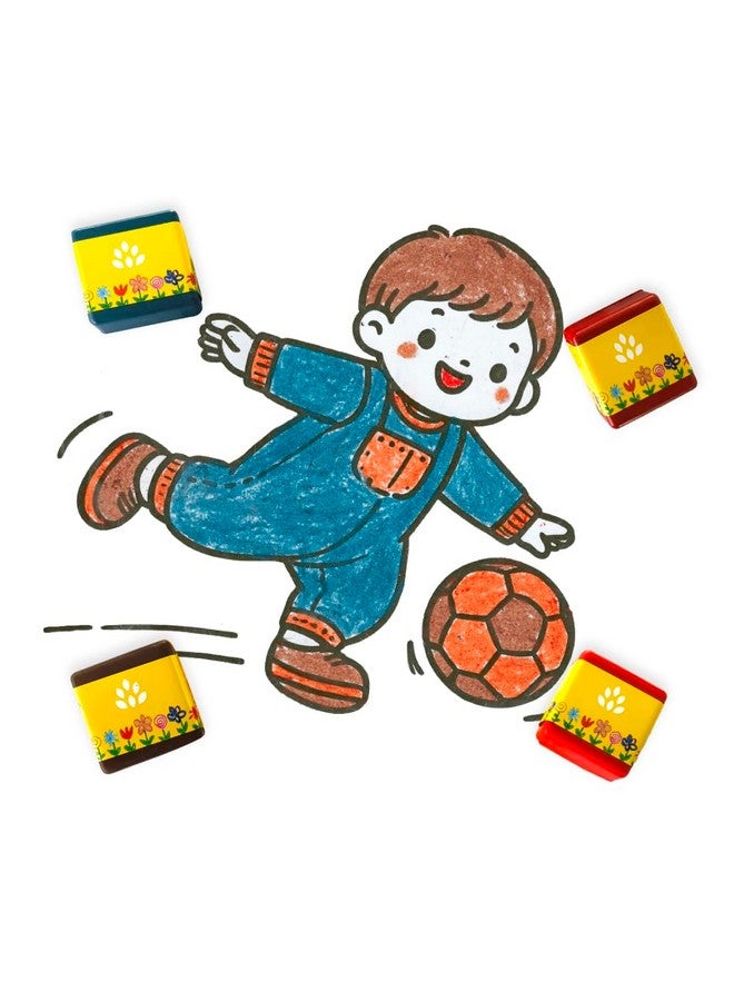 Azafran My First Crayon for Baby Boy, 4 Jumbo Block Crayons, Organic, Washable, Non-Toxic, Easy Grip for Tiny Hands - Image 3