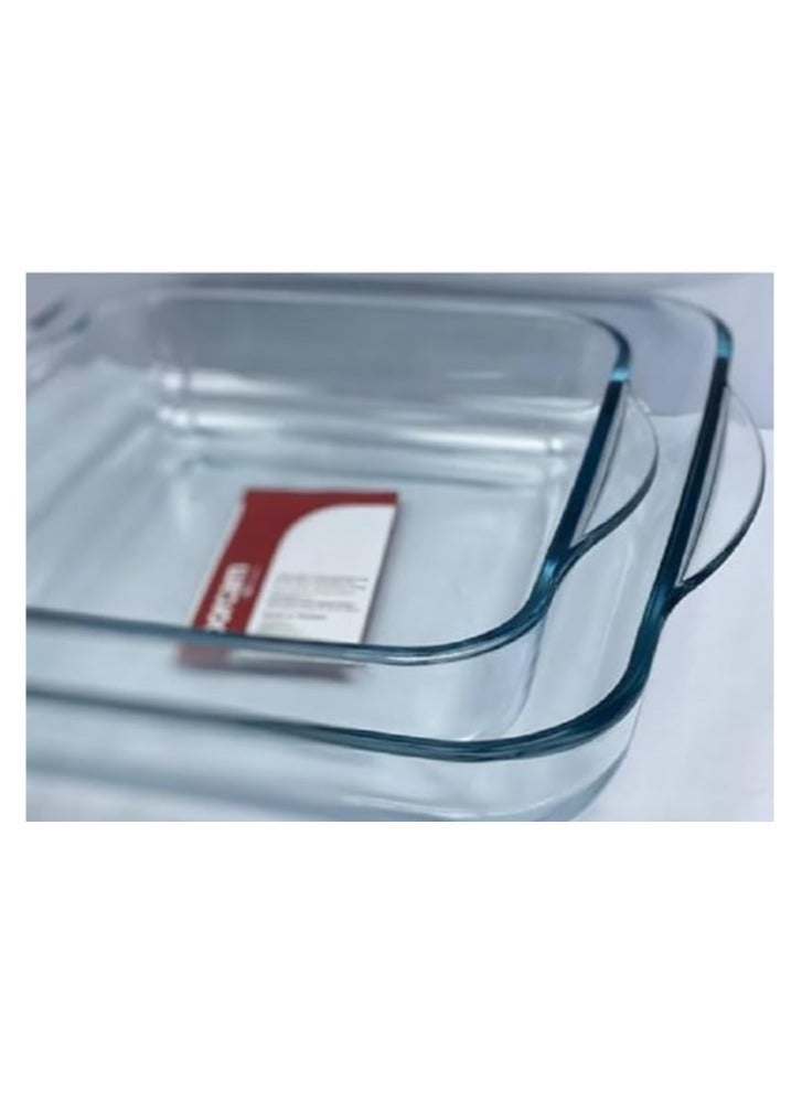 بوركام طقم صوانى زجاج بايركس حرارى 2 قطعة  من بروكام مقاسين صناعة تركية - Image 5