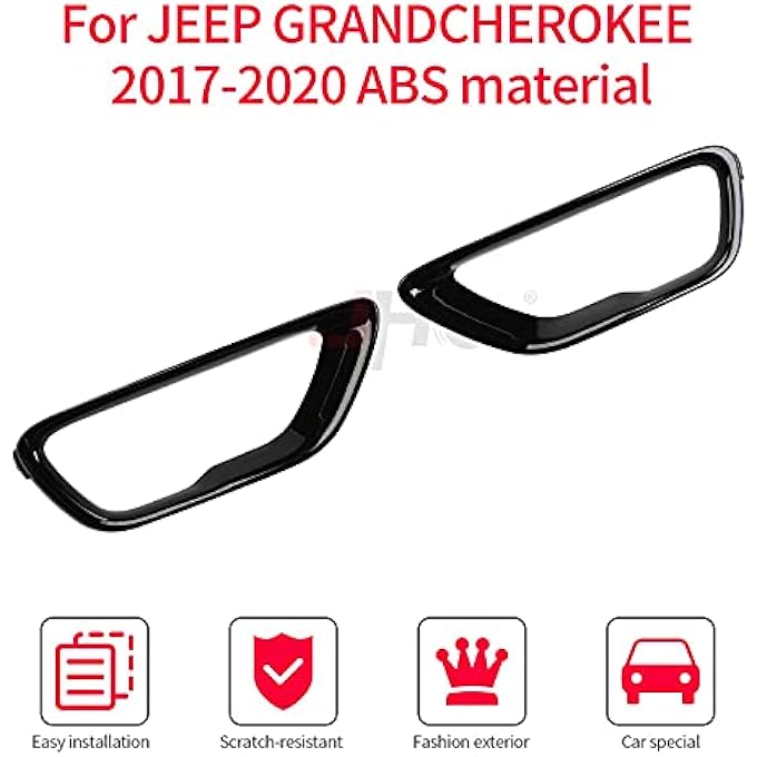 JHO Truck Front Fog Lights Cover Trim Fog Lamp Replace Fit For Jeep Grand Cherokee 20172021 LimitedLaredoOverlandBright Black - Image 5