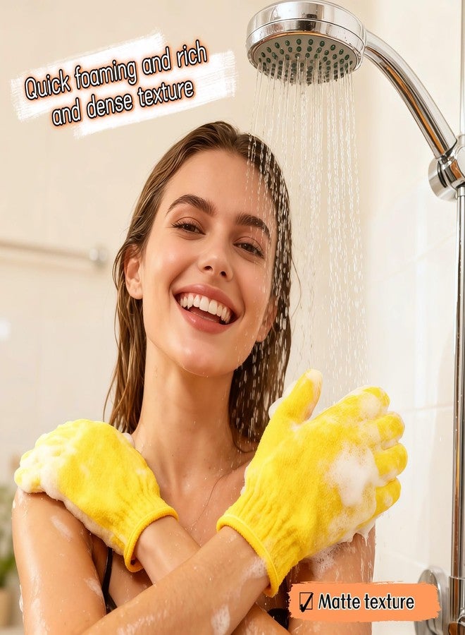 RyanDesign Exfoliating Shower Gloves, 2 Pairs Reinforced Nylon Bath Scrubbing Mitts, Orange and Yellow, One Size Fits All, Body Cleansing Massage - Image 4