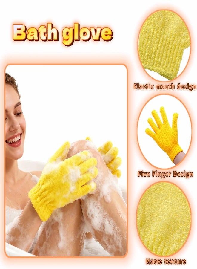RyanDesign Exfoliating Shower Gloves, 2 Pairs Reinforced Nylon Bath Scrubbing Mitts, Orange and Yellow, One Size Fits All, Body Cleansing Massage - Image 5