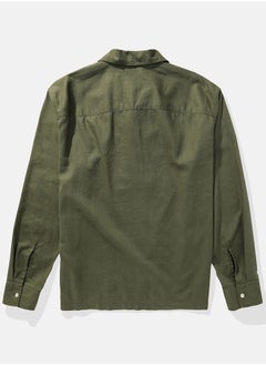 American Eagle Long-Sleeve Linen-Blend Popover Shirt  - Image 3
