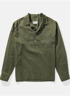 American Eagle Long-Sleeve Linen-Blend Popover Shirt  - Image 4