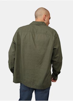 American Eagle Long-Sleeve Linen-Blend Popover Shirt  - Image 2