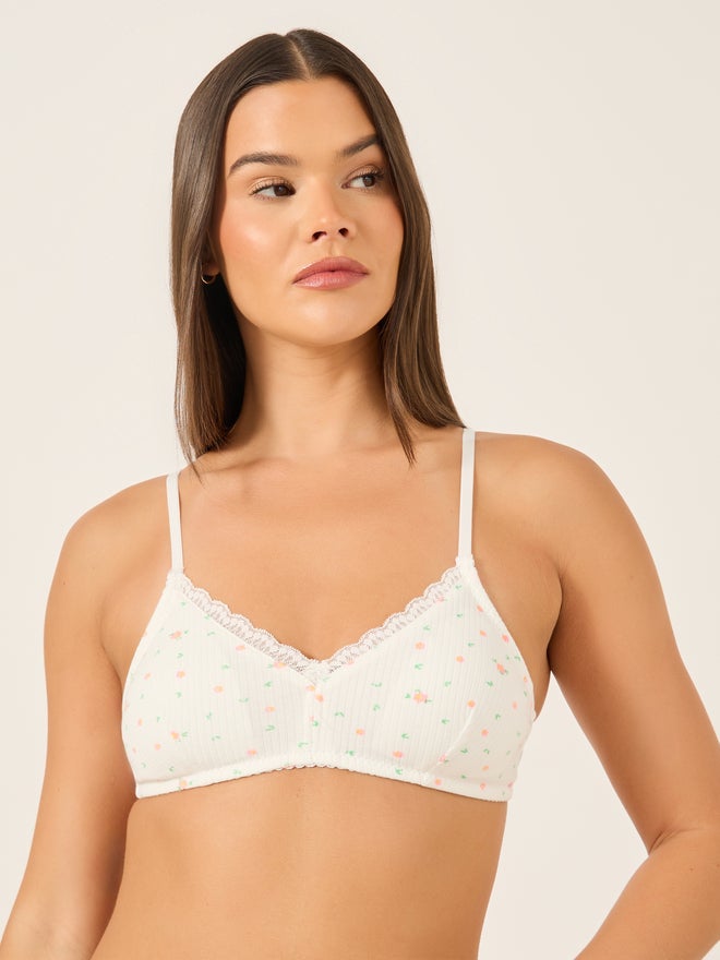 Styli Styli Pack of 2 - Ditsy Printed Ribbed T-Shirt Bra  - Image 2