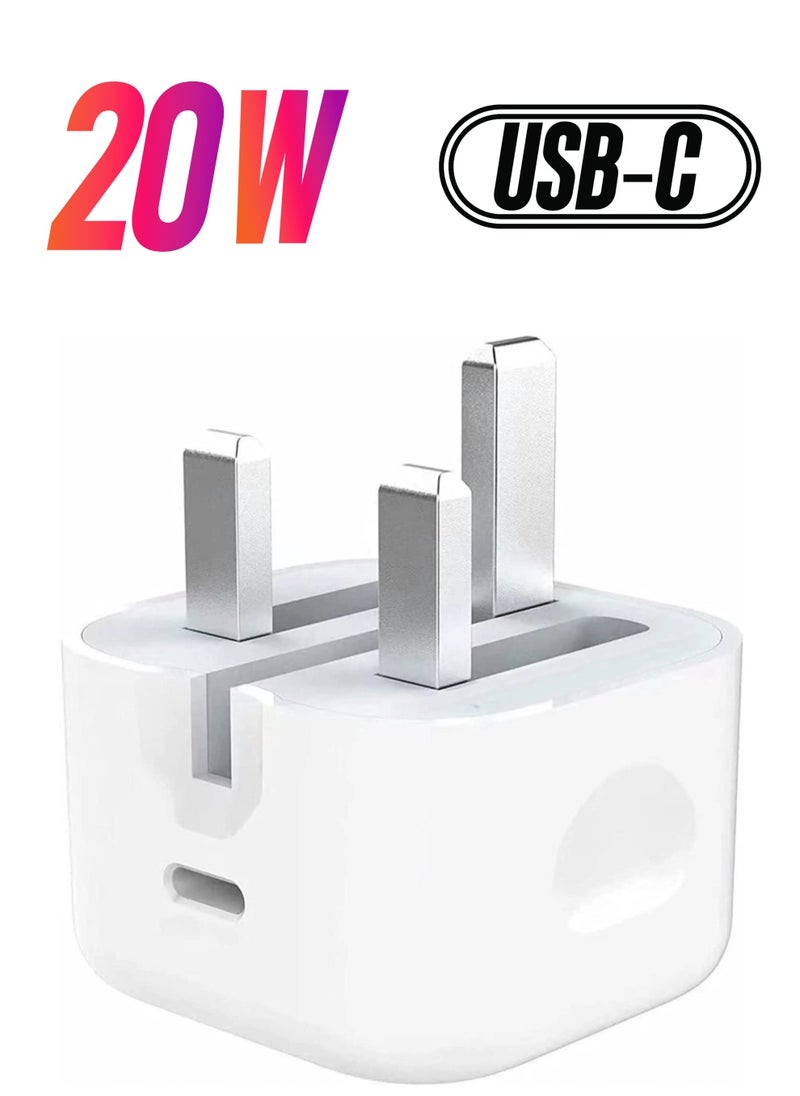 Type C Fast Charger PD 20W Power Adapter for iPhone 13 12 11 14 Series Plug PD Power Adapter Wall Plug Compatible with iPhone 14 13 13pro 12 Pro Max 12 Mini SE White