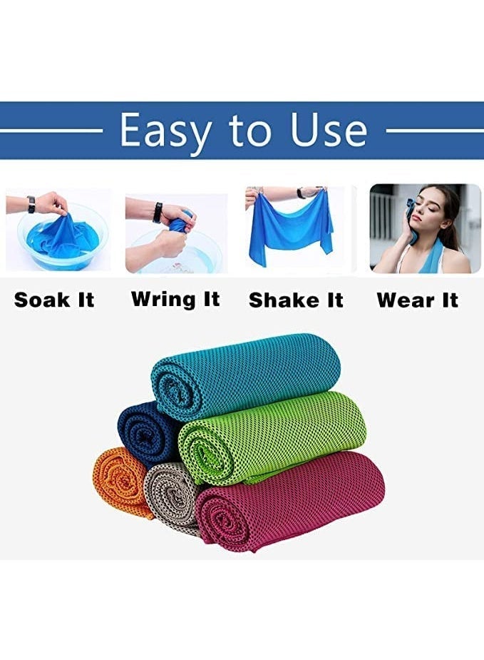 ChicAbode 6 Packs Cooling Towel, Lightweight Microfiber Towel, Soft Breathable Chilly Towel, Cool Neck Warp Sweat Rags for Sports, Fitness, Gym, Yoga, Running, Travel, Camping, Hot Weather for Men ,Women - Image 3