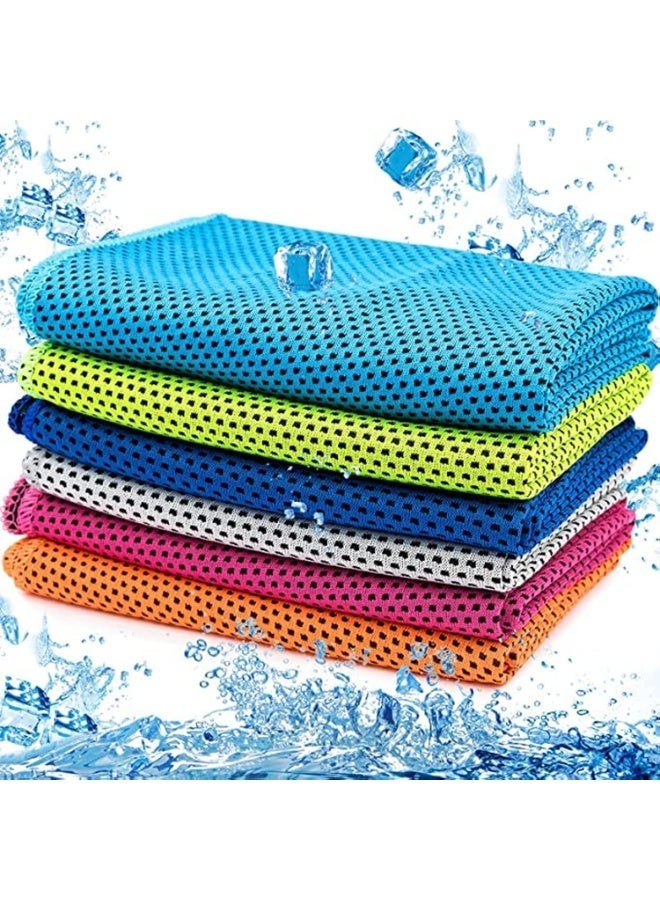 ChicAbode 6 Packs Cooling Towel, Lightweight Microfiber Towel, Soft Breathable Chilly Towel, Cool Neck Warp Sweat Rags for Sports, Fitness, Gym, Yoga, Running, Travel, Camping, Hot Weather for Men ,Women - Image 1