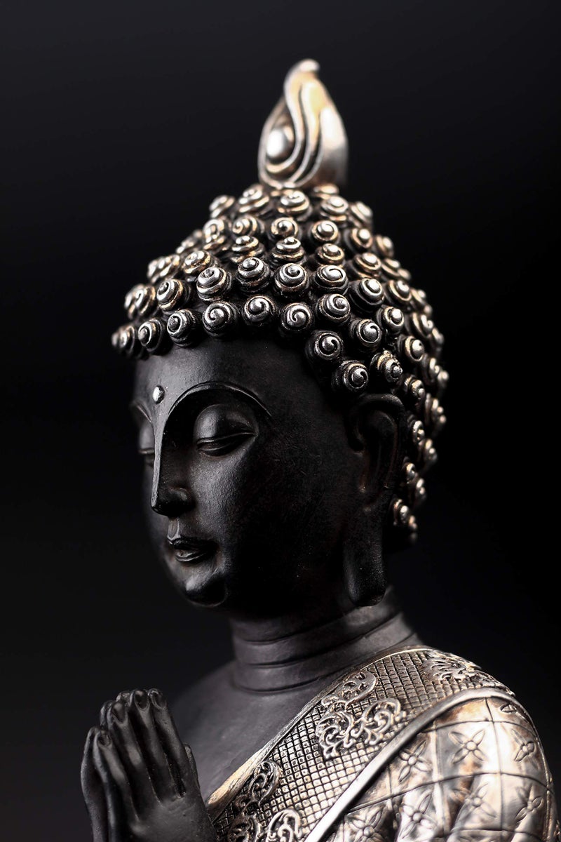 JORAE Seated Buddha Statue Buddhism Thai Meditating Home and Garden Decorative Sculpture Praying Collectibles Figurines  9.5 Inches  Polyresin - Image 3
