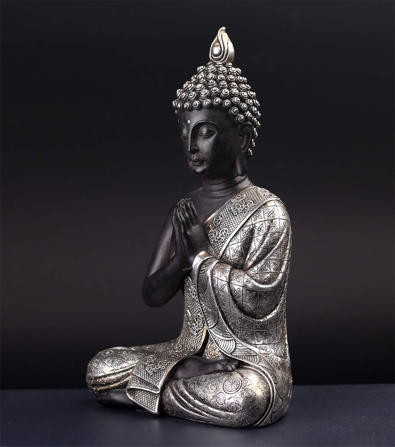 JORAE Seated Buddha Statue Buddhism Thai Meditating Home and Garden Decorative Sculpture Praying Collectibles Figurines  9.5 Inches  Polyresin - Image 5
