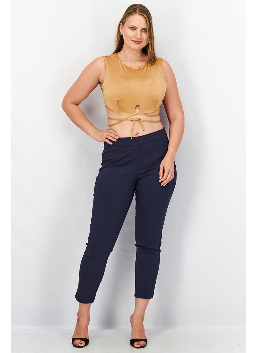 Asos Design - Women Round Neck Sleeveless Metallic Crop Top, Bronze - Image 1