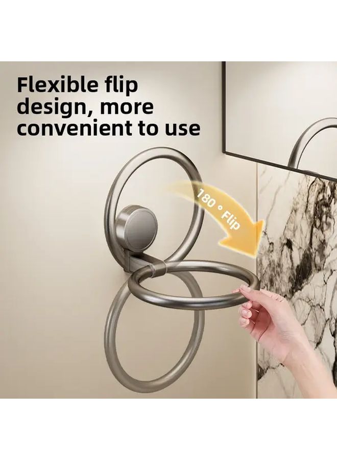 Gray Suction Cup Towel Ring Heavy Duty Bathroom Organizer Space Saving Damage Free - Image 4