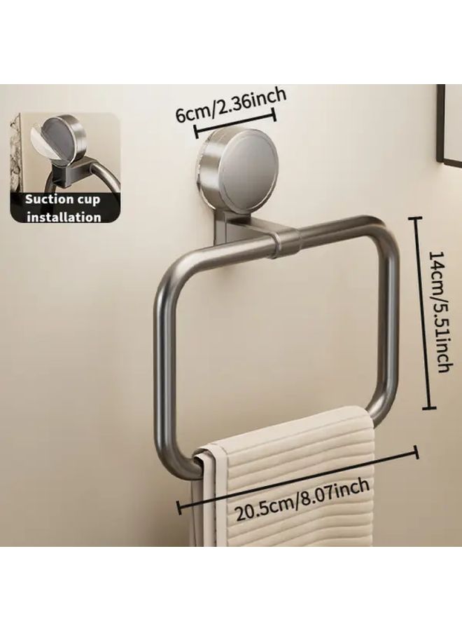 Gray Suction Cup Towel Ring Heavy Duty Bathroom Organizer Space Saving Damage Free - Image 3