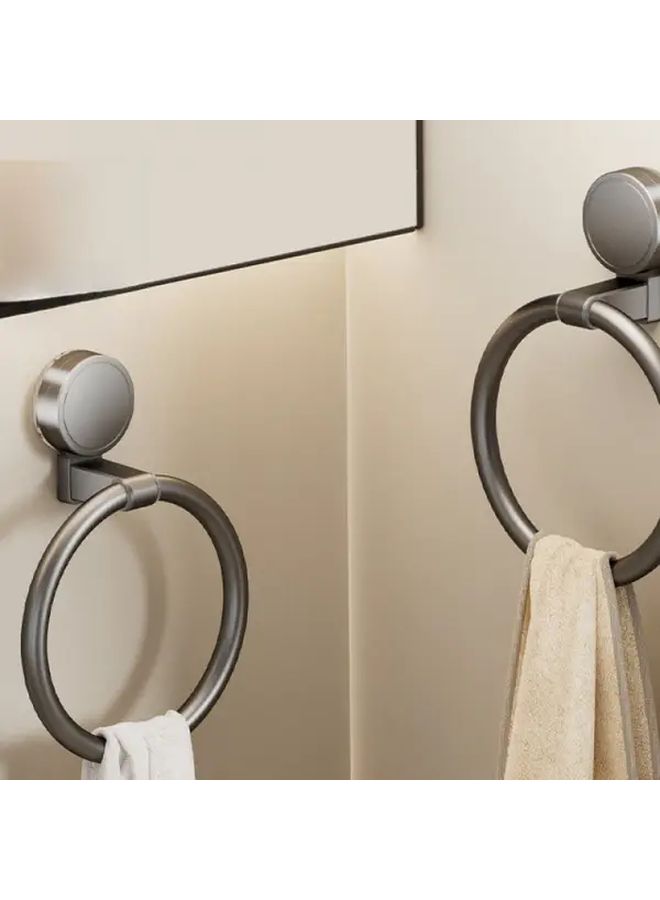 Gray Suction Cup Towel Ring Heavy Duty Bathroom Organizer Space Saving Damage Free - Image 5