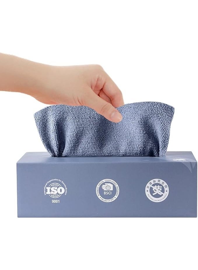 Blue Microfiber Cleaning Cloths – 25 pcs/Box – Super Absorbent & Reusable - Image 1