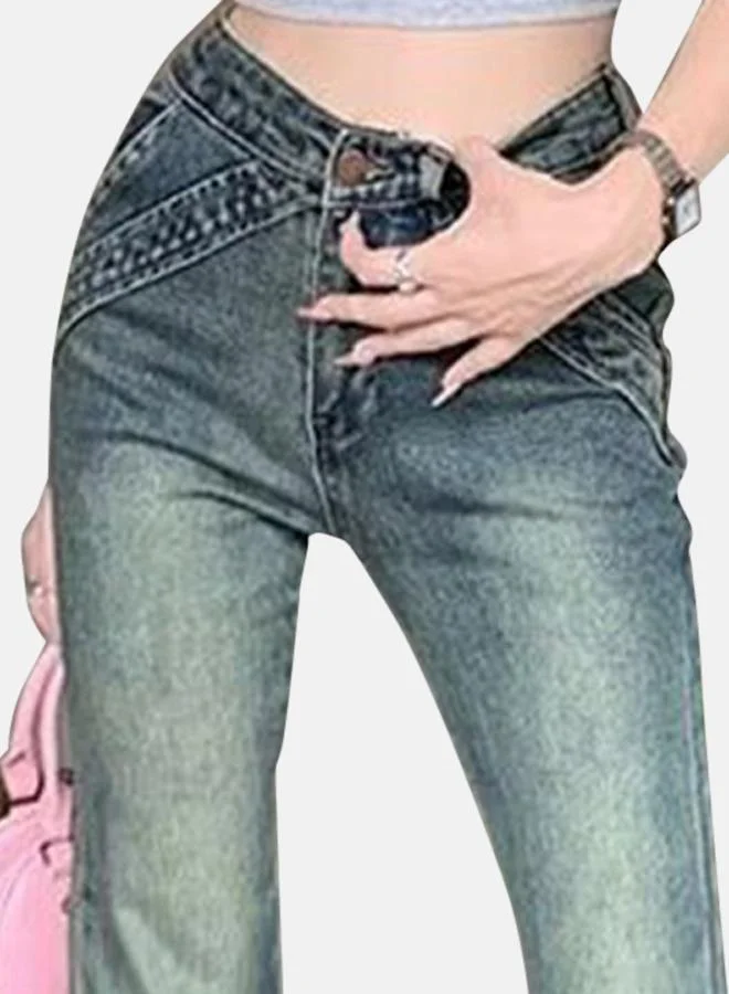 يونيكي Green Wide Lag High-Rise Light Fade Jeans