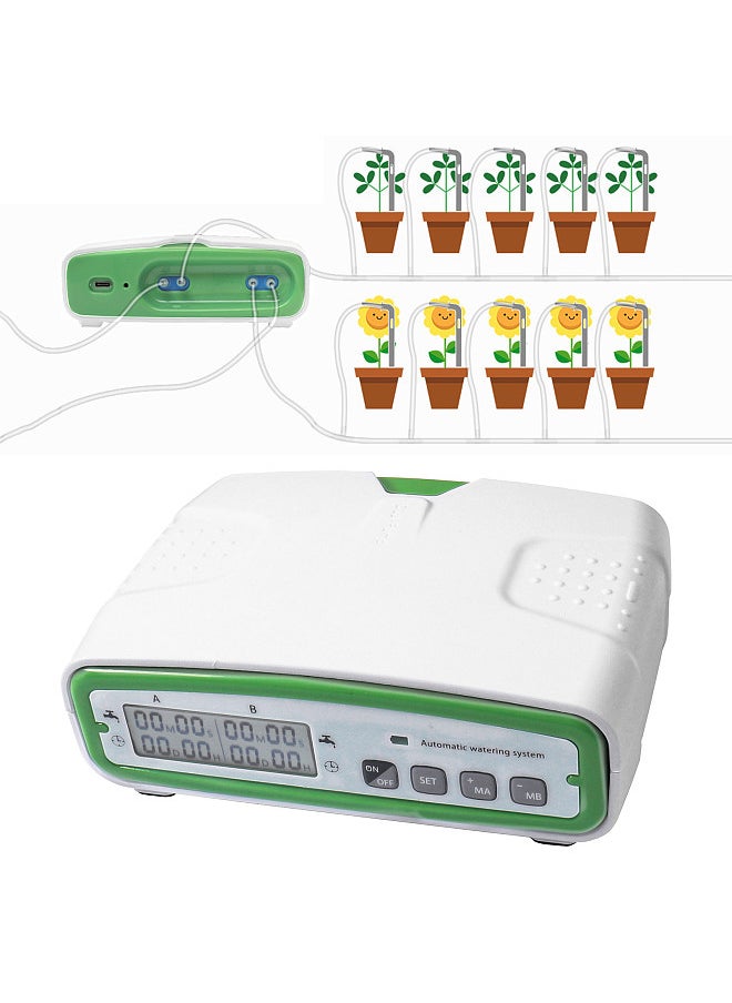 Generic - Automatic Double Pump Watering System for 20 Potted Plants Irrigation Kit with 30-Day Programmable Water Timer LCD Screen 49.2ft Tube Perfect for Indoor Gardens Greenhouses Hydroponics - Image 1