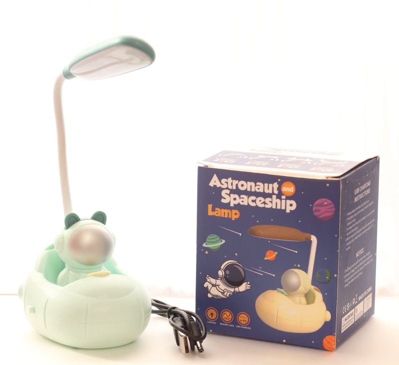 Lilone Astronaut Spaceship Night Light Lamp for Study Table Green USB Rechargeable - Image 3