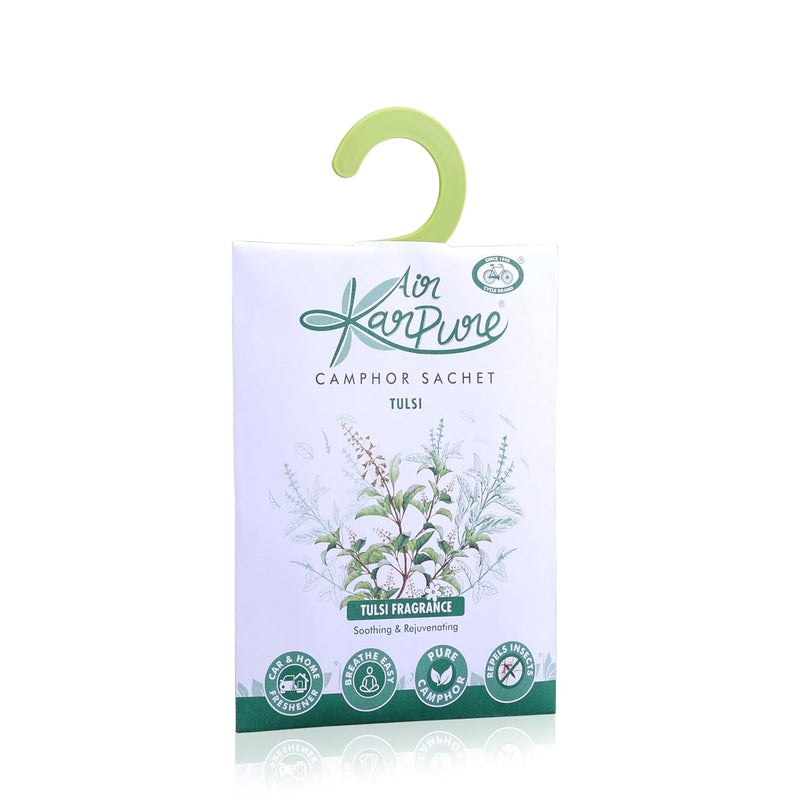 CYCLE كيس كافور نقي - عبوة من 2 | معطر هواء للخزائن، المنزل، المكتب، الحمام، السيارة | تولسي، مسك زهور | كل واحد يدوم حتى 30 يومًا - Image 4