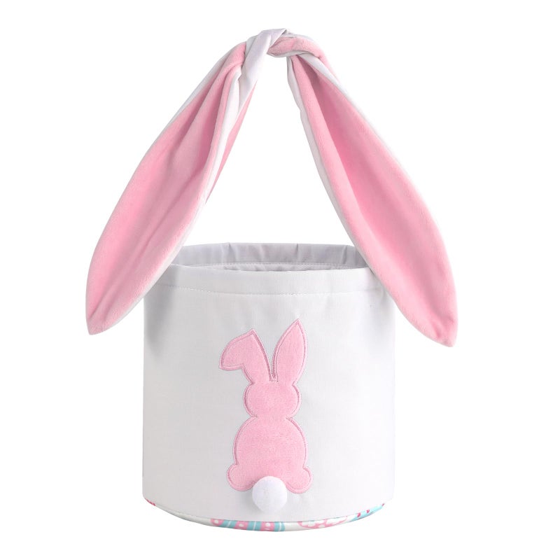 MONOBLANKS MONOBLANKS Easter Bunny Basket Bags Rabbit Bucket Tote for Easter Egg Hunts Decorations Candy Gifts Storage Pink 