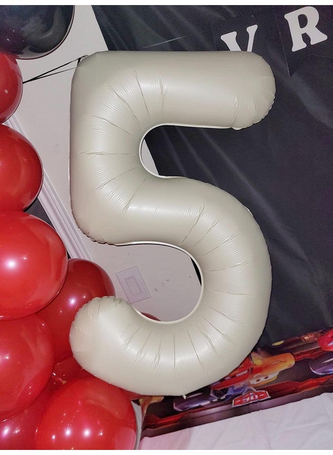 Mluchee Balloon Numbers 40 Inch 5 Ballon for 5th Birthday Decorations, 15 25 35 50 Big Cream White Number Balloons for Wedding Photo Shoot Party Decor - Image 2