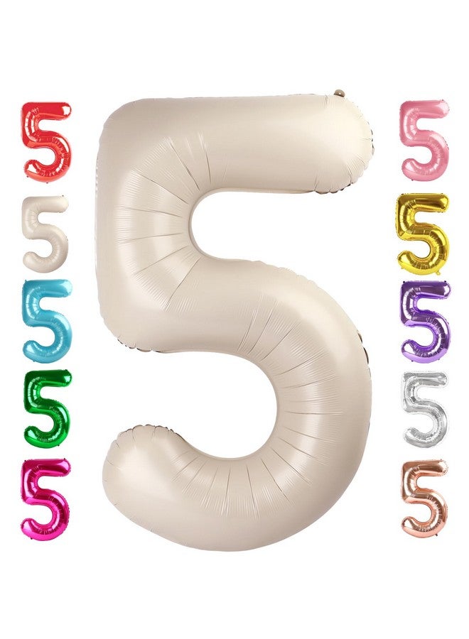 Mluchee Balloon Numbers 40 Inch 5 Ballon for 5th Birthday Decorations, 15 25 35 50 Big Cream White Number Balloons for Wedding Photo Shoot Party Decor - Image 1