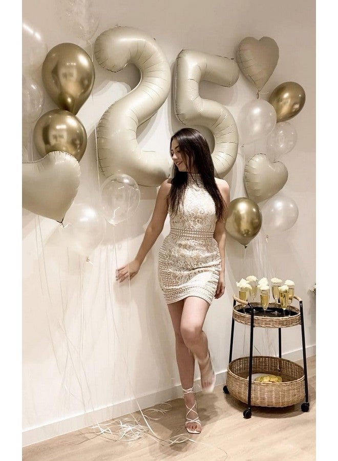Mluchee Balloon Numbers 40 Inch 5 Ballon for 5th Birthday Decorations, 15 25 35 50 Big Cream White Number Balloons for Wedding Photo Shoot Party Decor - Image 4