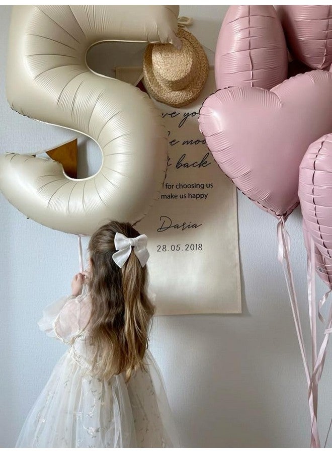 Mluchee Balloon Numbers 40 Inch 5 Ballon for 5th Birthday Decorations, 15 25 35 50 Big Cream White Number Balloons for Wedding Photo Shoot Party Decor - Image 3