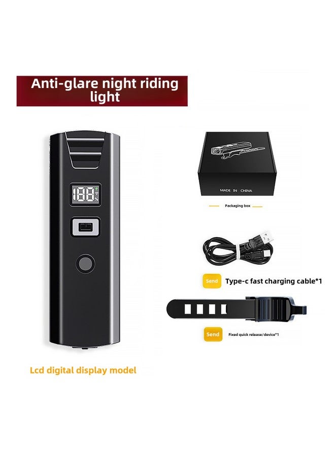 Generic Bicycle Light Night Riding Headlight Rainproof USB Charging Mountain Road Children's Bicycle Light Riding Light-color:[Black Knight Exclusive Model] Headlight 800 Lumens, Battery Life 6-20H, Light Sensor LCD - Image 1