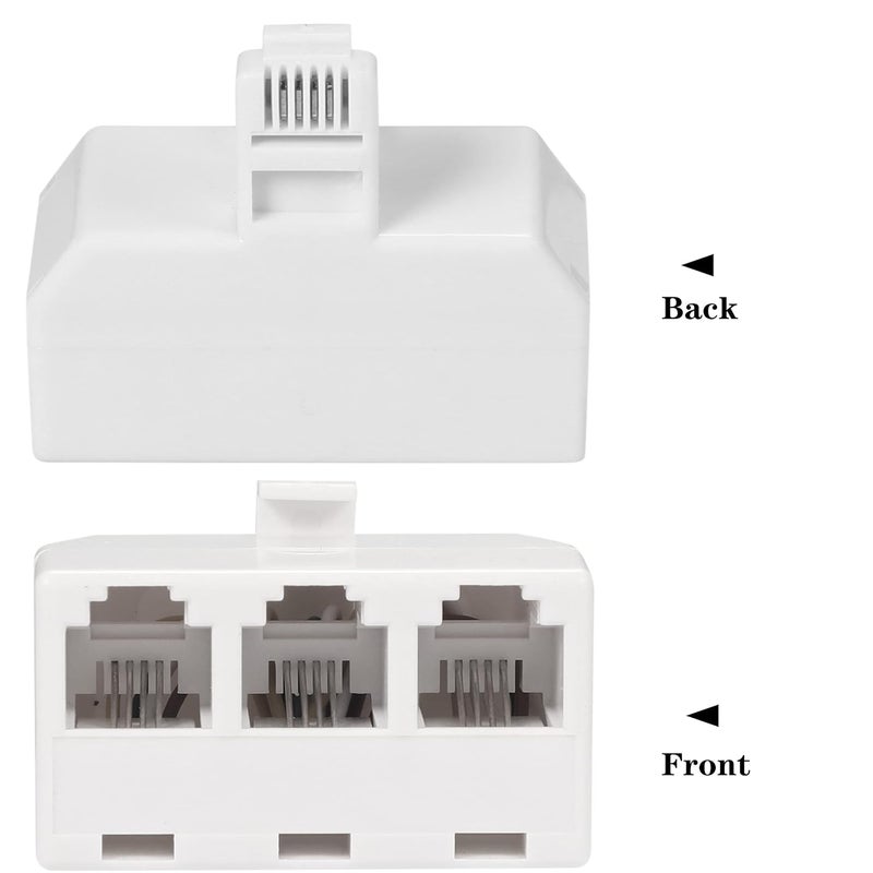 Vthahaby Duplex Jack Phone Wall Adapter-1 to 2 Modular Wall Jack Phone Line RJ11 Converter Adapter Splitter for Home Office ADSL DSL Fax Model Cordless Phone System (3 Way Splitter(3Pack) - Image 2
