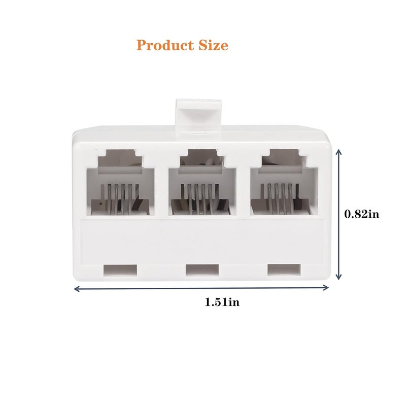 Vthahaby Duplex Jack Phone Wall Adapter-1 to 2 Modular Wall Jack Phone Line RJ11 Converter Adapter Splitter for Home Office ADSL DSL Fax Model Cordless Phone System (3 Way Splitter(3Pack) - Image 4