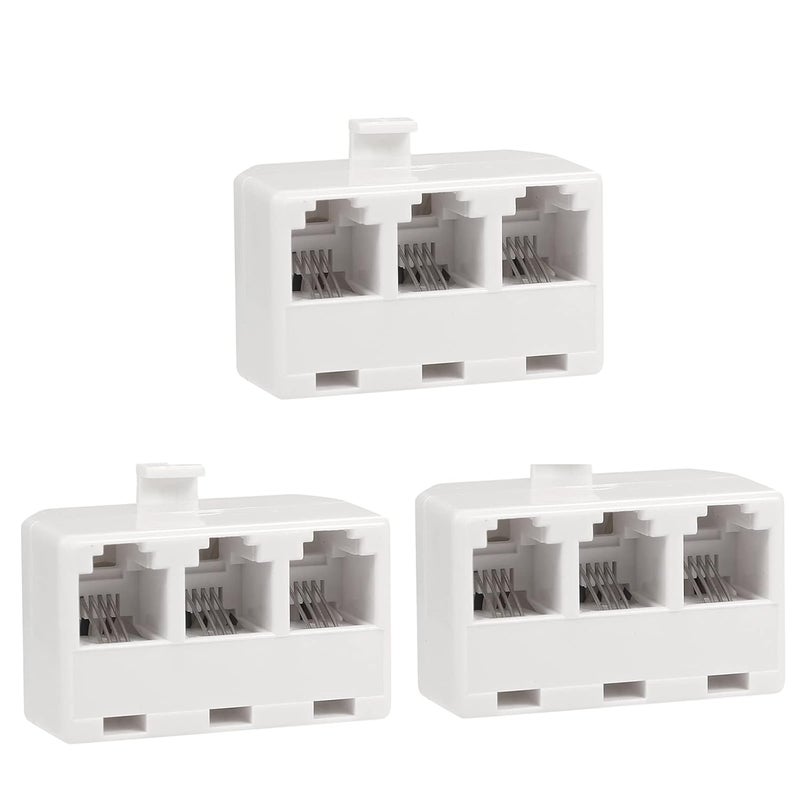 Vthahaby Duplex Jack Phone Wall Adapter-1 to 2 Modular Wall Jack Phone Line RJ11 Converter Adapter Splitter for Home Office ADSL DSL Fax Model Cordless Phone System (3 Way Splitter(3Pack) - Image 1