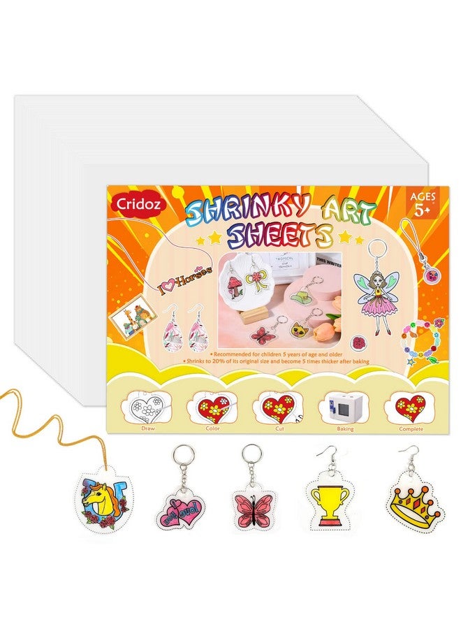 كريداز Shrinky ورق فني Cridoz 50 قطعة أوراق Shrinky يتقلص فيلم بلاستيكي لسلاسل المفاتيح والأطفال علامات فنية إبداعية - Image 1